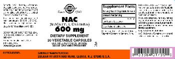Solgar NAC (N-Acetyl-L-Cysteine) 600 mg - supplement