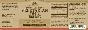 Solgar Natural Omega-3 Vegetarian DHA 100 mg - supplement