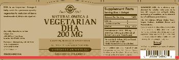 Solgar Natural Omega-3 Vegetarian DHA 200 mg - supplement