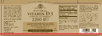 Solgar Natural Vitamin D3 2200 IU - supplement