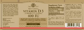 Solgar Natural Vitamin D3 400 IU - supplement
