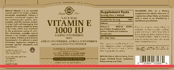 Solgar Natural Vitamin E 1000 IU - supplement