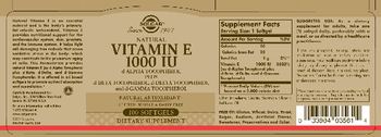 Solgar Natural Vitamin E 1000 IU - supplement