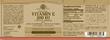 Solgar Natural Vitamin E 200 IU - supplement