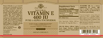 Solgar Natural Vitamin E 400 IU Pure D-Alpha Tocopherol - supplement