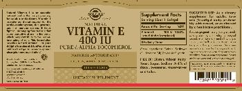 Solgar Natural Vitamin E 400 IU Pure D-Alpha Tocopherol - supplement