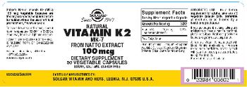 Solgar Natural Vitamin K2 1000 mcg - supplement