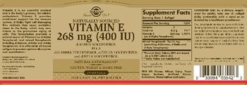 Solgar Naturally Sourced Vitamin E 268 mg (400 IU) D-Alpha Tocopherol - supplement
