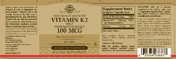 Solgar Naturally Sourced Vitamin K2 100 mcg - supplement