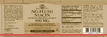 Solgar No-Flush Niacin (Inositol Hexanicotinate) 500 mg - supplement