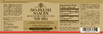 Solgar No-Flush Niacin (Inositol Hexanicotinate) 500 mg - supplement