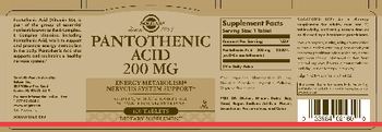 Solgar Pantothenic Acid 200 mg - supplement
