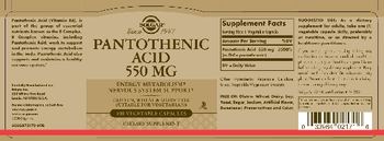 Solgar Pantothenic Acid 550 mg - supplement