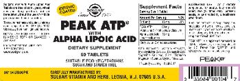 Solgar Peak ATP with Alpha Lipoic Acid - supplement