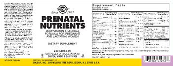 Solgar Prenatal Nutrients - supplement