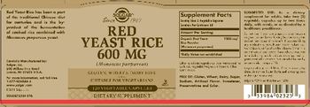 Solgar Red Yeast Rice 600 mg - supplement