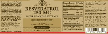 Solgar Resveratrol 250 mg with Red Wine Extract - supplement