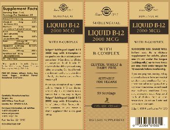 Solgar Sublingual Liquid B-12 2000 mcg with B-Complex - supplement