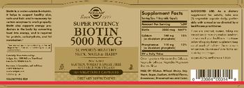 Solgar Super Potency Biotin 5000 mcg - supplement