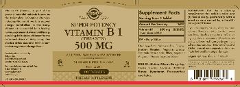 Solgar Super Potency Vitamin B 1 (Thiamin) 500 mg - supplement