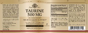 Solgar Taurine 500 mg - supplement