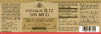 Solgar Vitamin B12 500 mcg - supplement