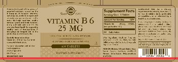 Solgar Vitamin B6 25 mg - supplement