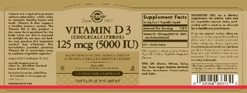 Solgar Vitamin D 3 125 mcg (5000 IU) - supplement