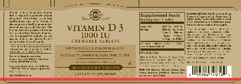 Solgar Vitamin D3 1000 IU Chewable Tablets Natural Strawberry Banana Swirl Flavor - supplement