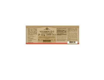 Solgar Vitamin D3 25 mcg 1000 IU - supplement