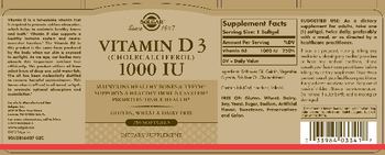 Solgar Vitamin D3 (Cholecalciferol) 1000 IU - supplement