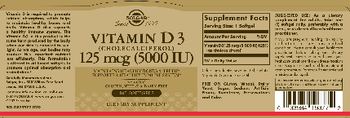 Solgar Vitamin D3 (Cholecalciferol) 125 mcg (5000 IU) - supplement