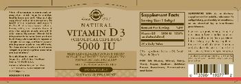 Solgar Vitamin D3 (Cholecalciferol) 5000 IU - supplement