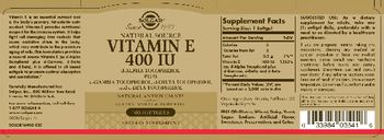 Solgar Vitamin E 400 IU - supplement