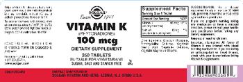 Solgar Vitamin K 100 mcg - supplement