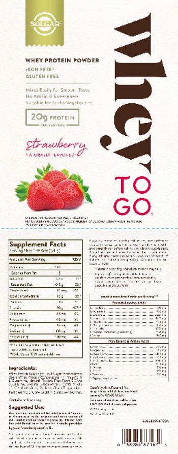 Solgar Whey To Go Whey Protein Powder Strawberry - supplement