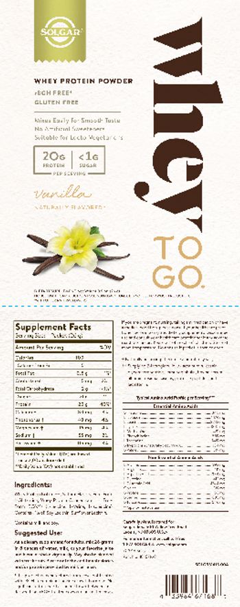 Solgar Whey To Go Whey Protein Powder Vanilla - supplement