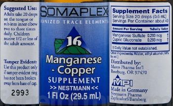 Somaplex 16 Manganese - Copper - supplement