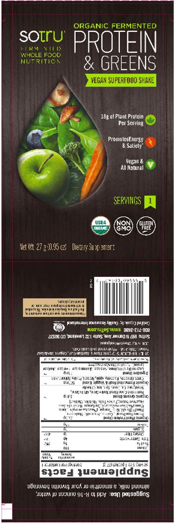 SoTru Organic Fermented Protein & Greens Vegan Superfood Shake - supplement