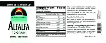 Source Naturals Alfalfa 648 mg - supplement