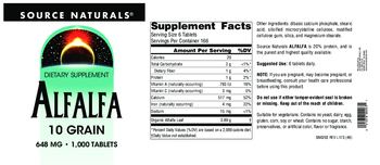 Source Naturals Alfalfa 648 mg - supplement