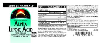 Source Naturals Alpha Lipoic Acid 300 mg - supplement
