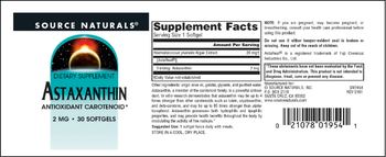 Source Naturals Astaxanthin 2 mg - supplement