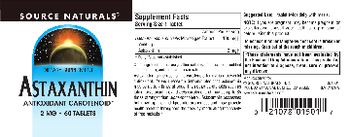 Source Naturals Astaxanthin 2 mg - supplement