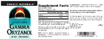 Source Naturals Athletic Series Gamma Oryzanol 30 mg - supplement