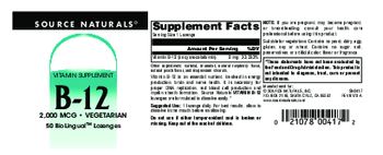 Source Naturals B-12 2,000 mcg - vitamin supplement