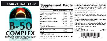 Source Naturals B-50 Complex 50 mg - vitamin supplement