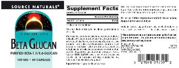 Source Naturals Beta Glucan 100 mg - supplement
