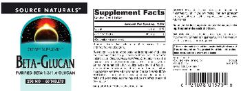 Source Naturals Beta-Glucan 250 mg - supplement
