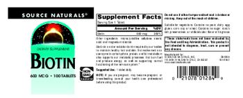 Source Naturals Biotin 600 mcg - supplement